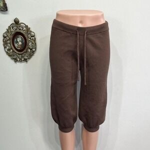 Inalbis Swimwear Brown Knit Cropped Pants 100% Cotton Loungewear Size S NWT